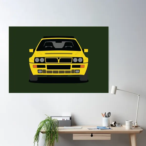 Car posters and prints for your bedroom, office, garage walls or anywhere else such as this Lancia Delta HF Integrale poster